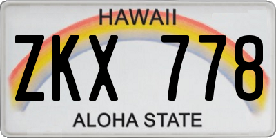 HI license plate ZKX778