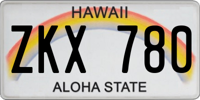 HI license plate ZKX780