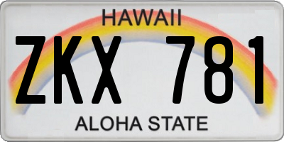 HI license plate ZKX781