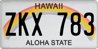 HI license plate ZKX783