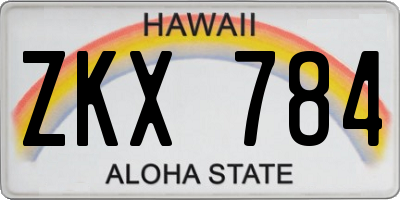 HI license plate ZKX784