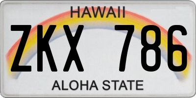 HI license plate ZKX786