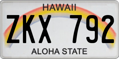 HI license plate ZKX792
