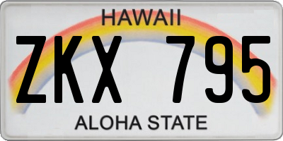 HI license plate ZKX795