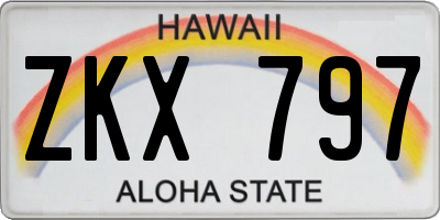 HI license plate ZKX797