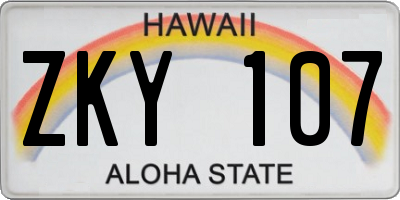 HI license plate ZKY107
