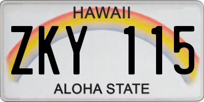 HI license plate ZKY115