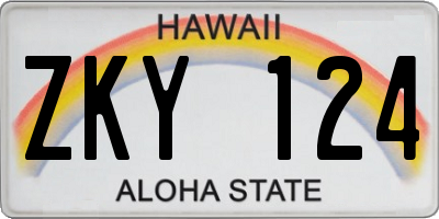 HI license plate ZKY124
