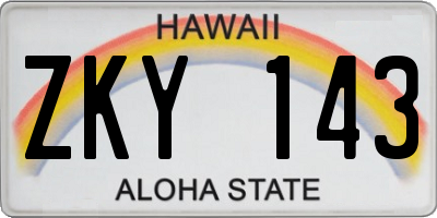 HI license plate ZKY143