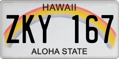 HI license plate ZKY167