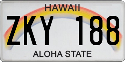 HI license plate ZKY188