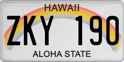 HI license plate ZKY190