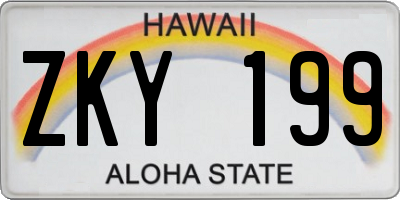 HI license plate ZKY199