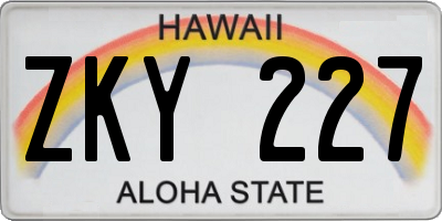 HI license plate ZKY227