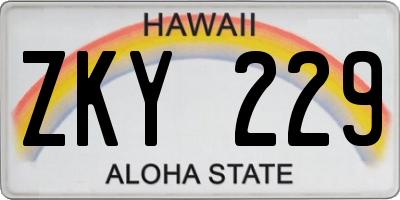 HI license plate ZKY229