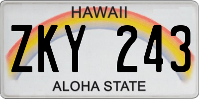 HI license plate ZKY243
