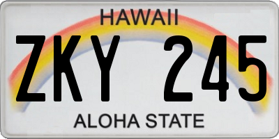 HI license plate ZKY245