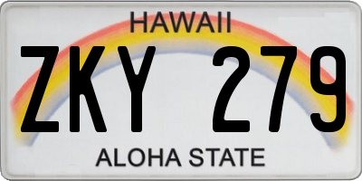 HI license plate ZKY279