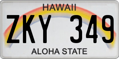 HI license plate ZKY349