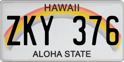 HI license plate ZKY376