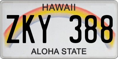 HI license plate ZKY388