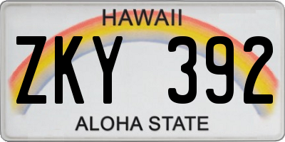 HI license plate ZKY392