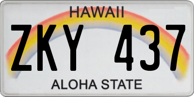 HI license plate ZKY437