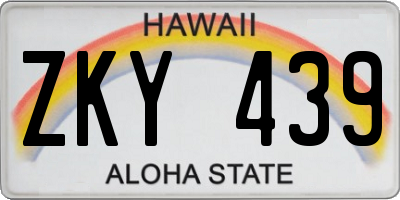 HI license plate ZKY439