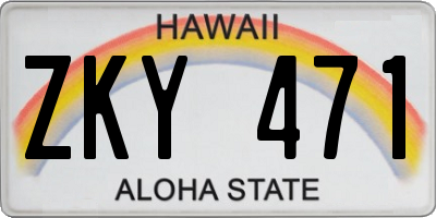 HI license plate ZKY471
