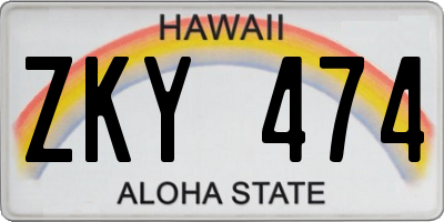 HI license plate ZKY474