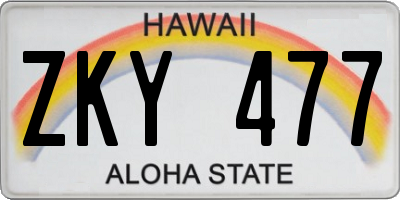 HI license plate ZKY477