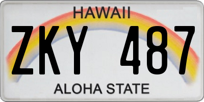 HI license plate ZKY487