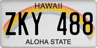 HI license plate ZKY488