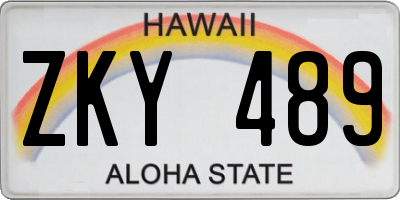 HI license plate ZKY489