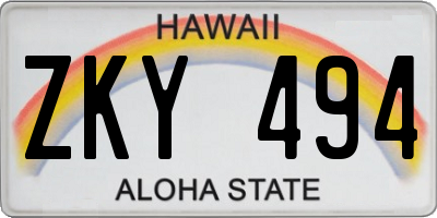 HI license plate ZKY494