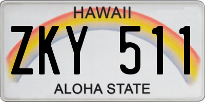 HI license plate ZKY511