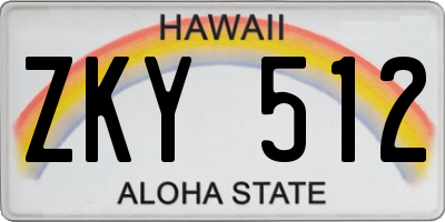 HI license plate ZKY512