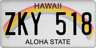 HI license plate ZKY518