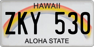 HI license plate ZKY530