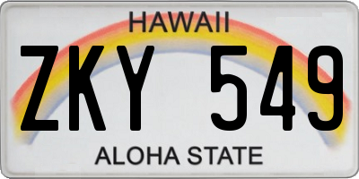 HI license plate ZKY549