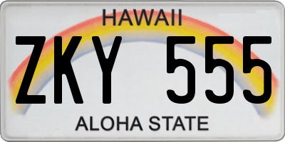 HI license plate ZKY555