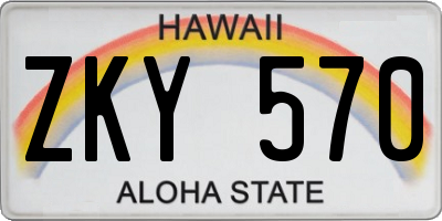 HI license plate ZKY570