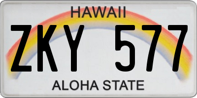 HI license plate ZKY577