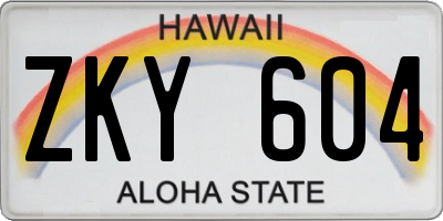 HI license plate ZKY604