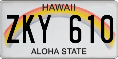 HI license plate ZKY610