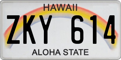 HI license plate ZKY614