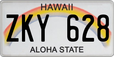 HI license plate ZKY628