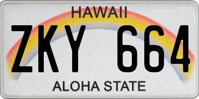 HI license plate ZKY664