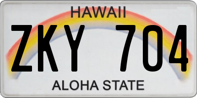 HI license plate ZKY704