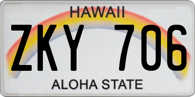 HI license plate ZKY706